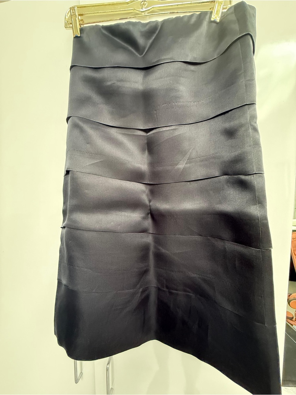 RED Valentino Black Satin-Tier Pencil Skirt